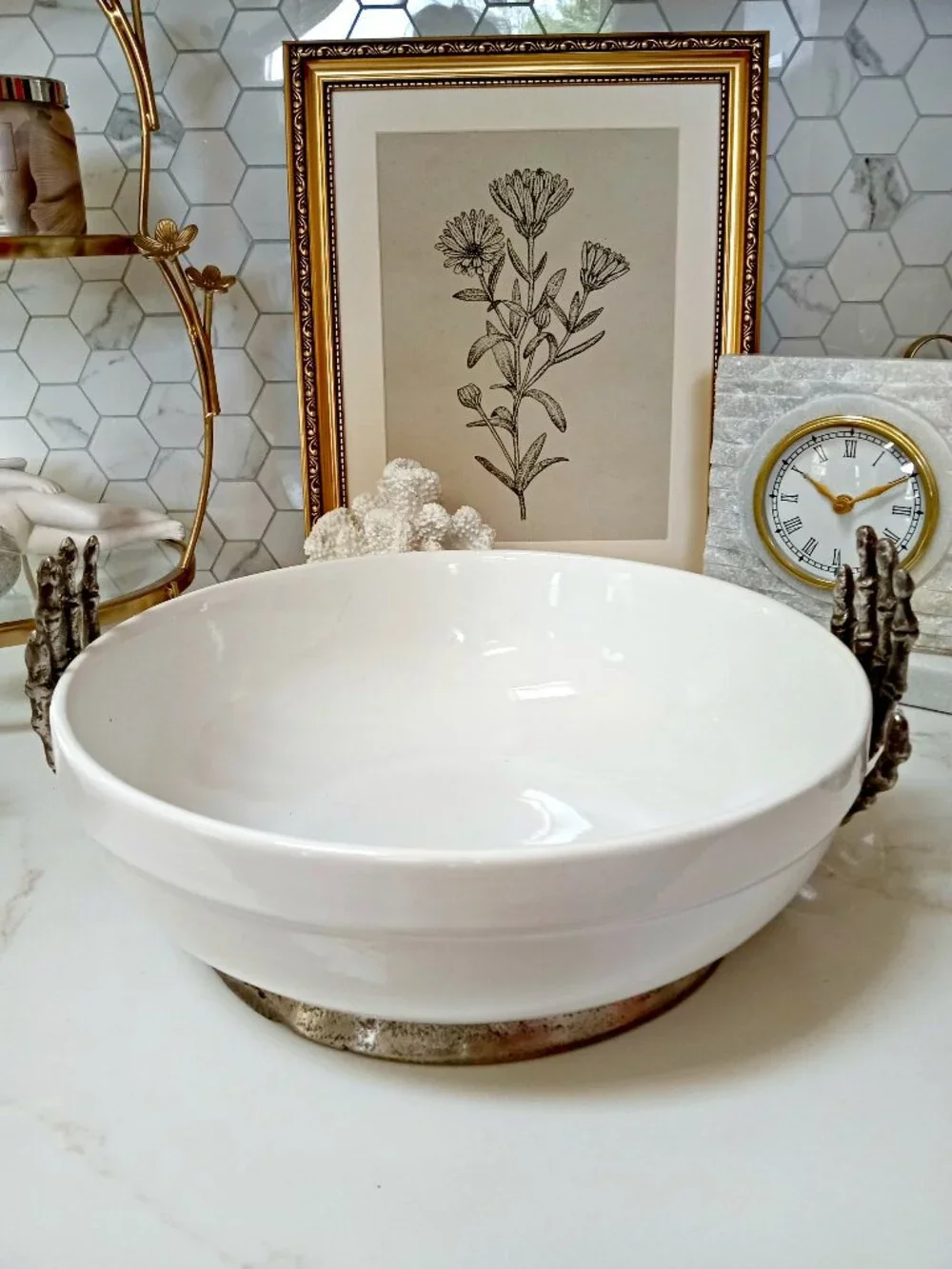 2 PC EXQUISITE SKELETON HANDS X LARGE BOWL & Dip BOWL